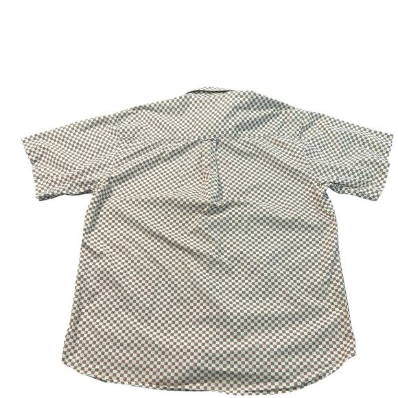 Oscar De La Renta Shirt Men L White Gold Red Retro Combed Cotton Short Sleeve - Picture 4 of 8